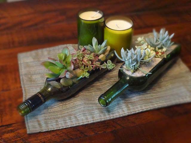 Wine Bottle Planters