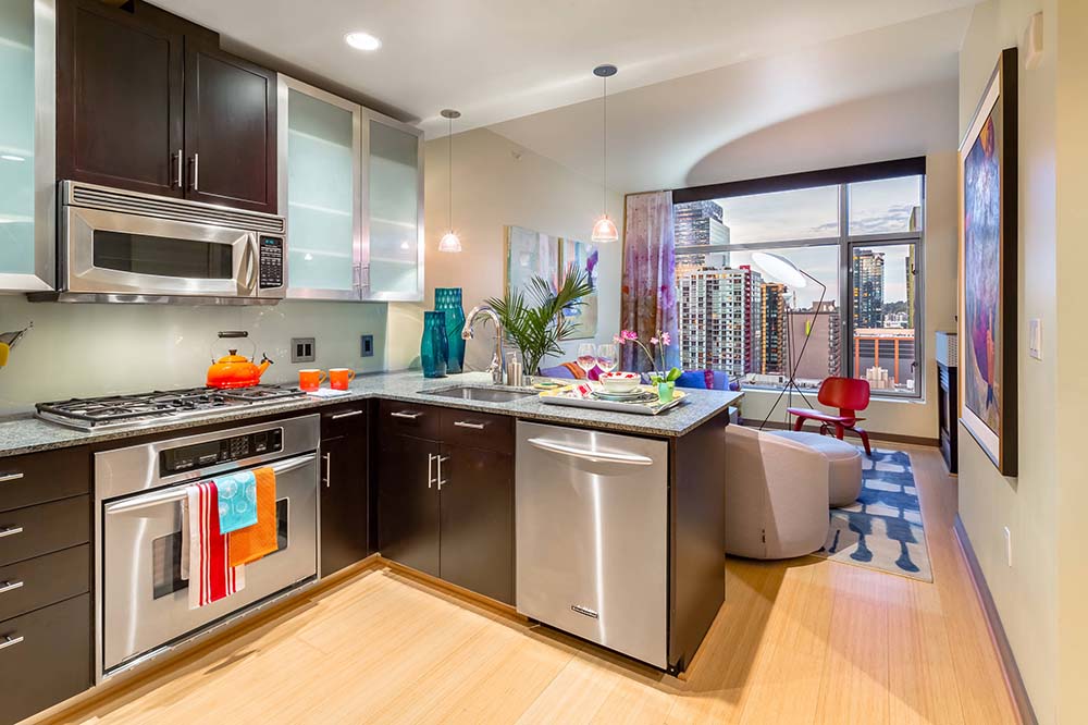 Bamboo Kitchen Floor Dark Cabinets