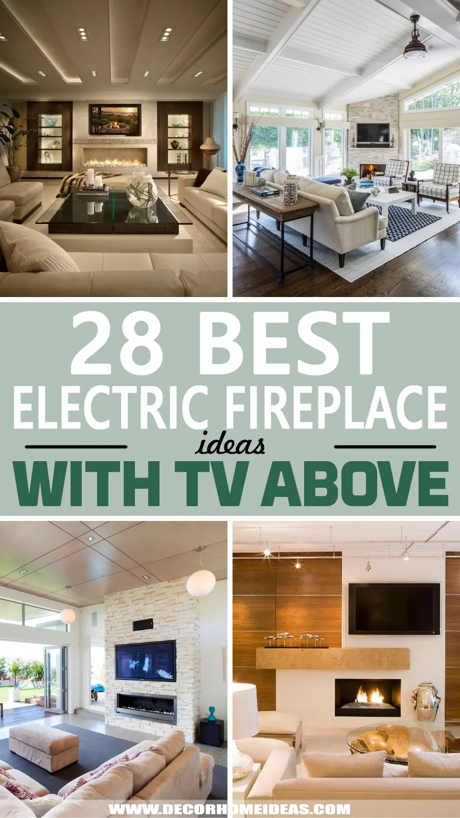 Best Electric Fireplace Ideas With TV Above. Placing a TV above an electric fireplace is a great idea for your living room as long as you know the safety rules and how to properly use the fireplace.