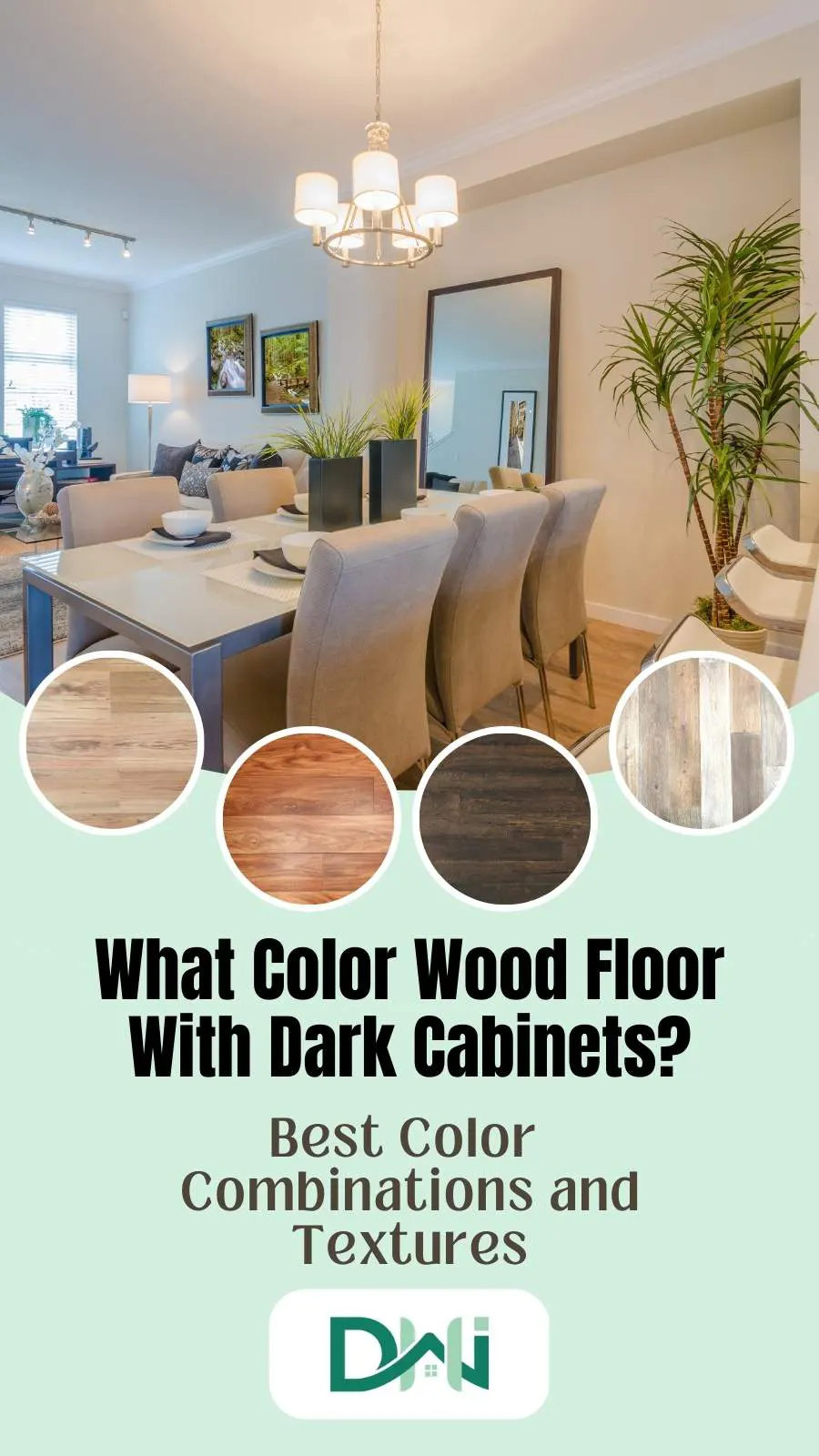 Discover the best color combinations and textures for wood floors when paired with dark cabinets. 