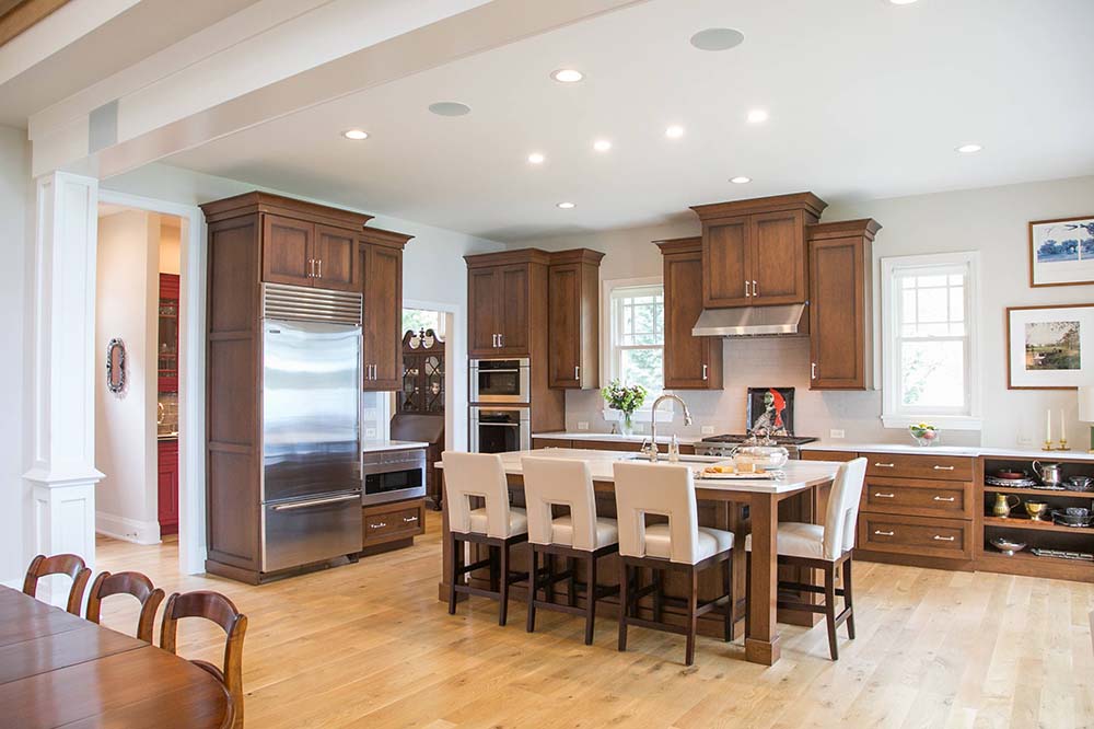 Natural Wood Floor Dark Kitchen Cabinets