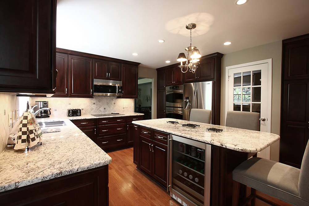 Solid Oak Kitchen Floor Dark Cabinets