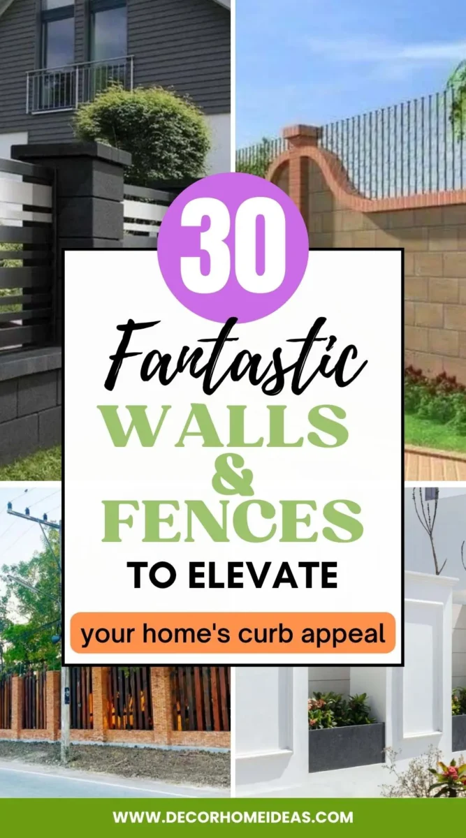 Explore 30 captivating ideas for walls and fences to enhance the exterior of your house, from modern designs to classic styles, perfect for boosting your home's curb appeal.