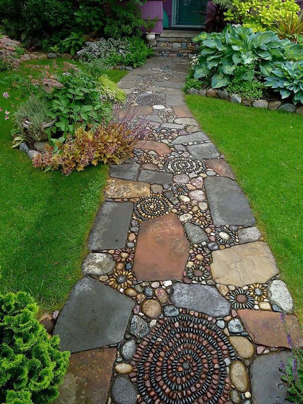 Green Garden With Stone Path