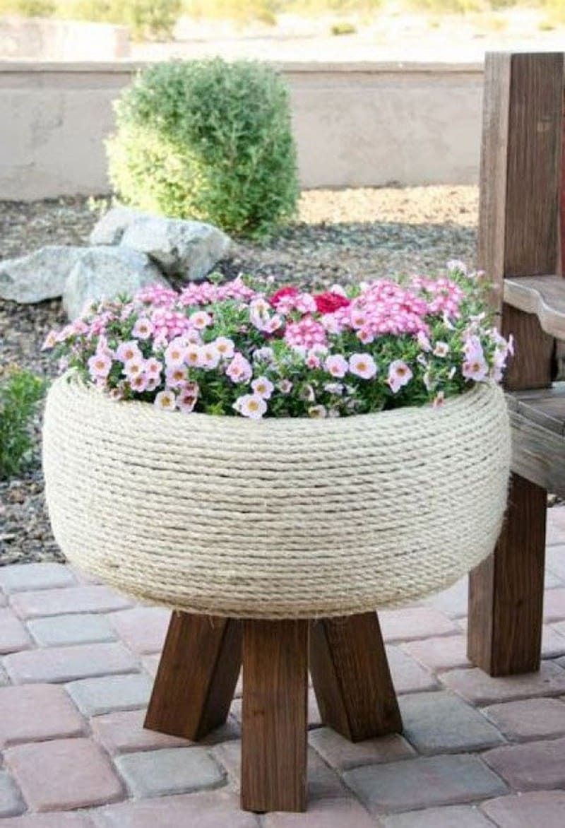 Sisal Rope Tire Planter