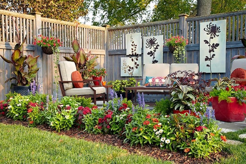 Beautiful Flower Border around a Patio