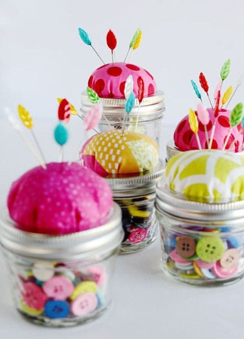 Glass Jar Pin Cushions