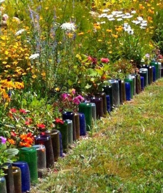 Recycled Glass Bottle Garden Edging