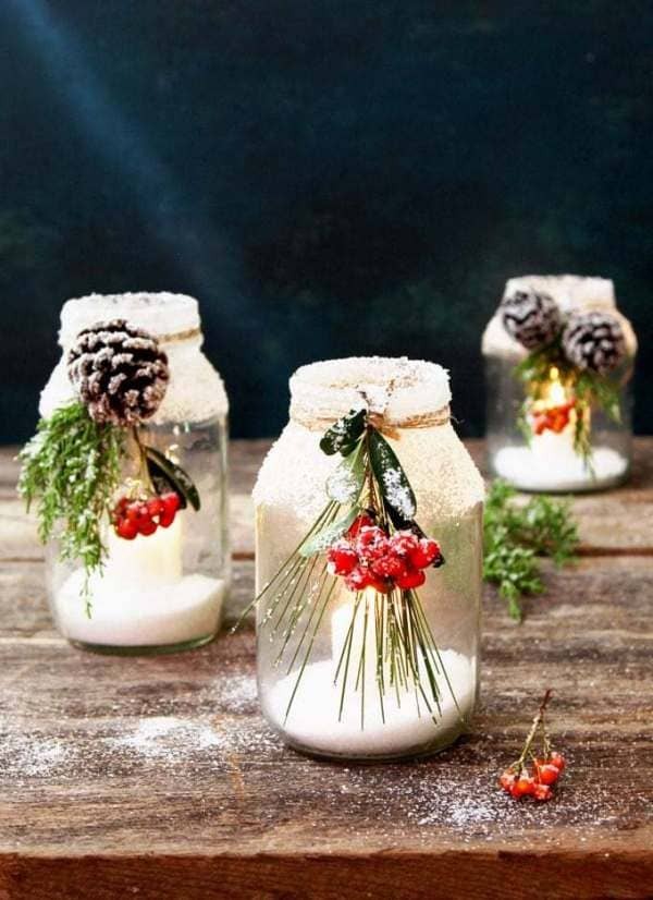 Snowy Mason Jar Decorations