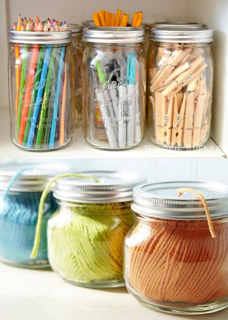 Glass Bottle Craft Room Storage Ideas