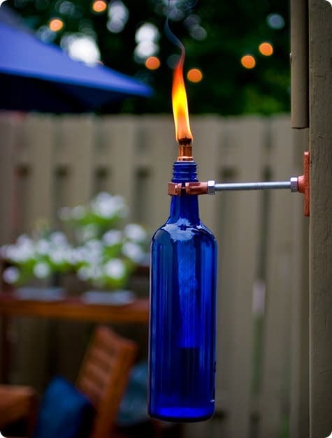 Recycled Glass Bottle Tiki Torch