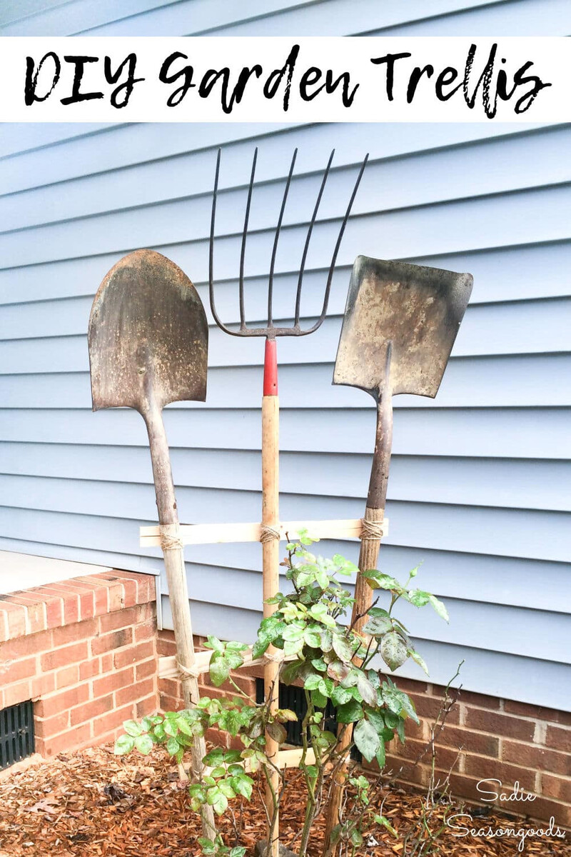 Repurpose Old Garden Tools Into a Trellis