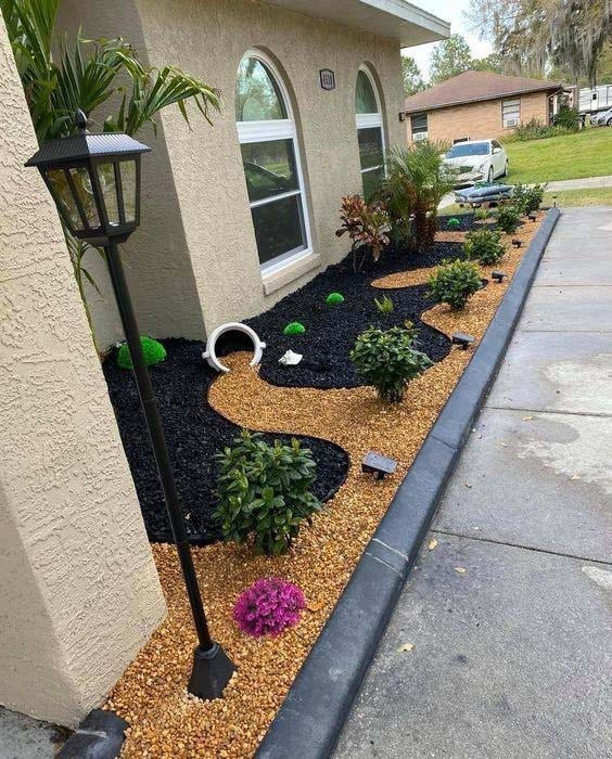 Ornamental Edging Garden With Pebbles