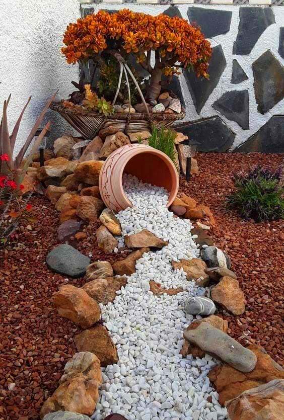 Dry River With Pebbles And Stones