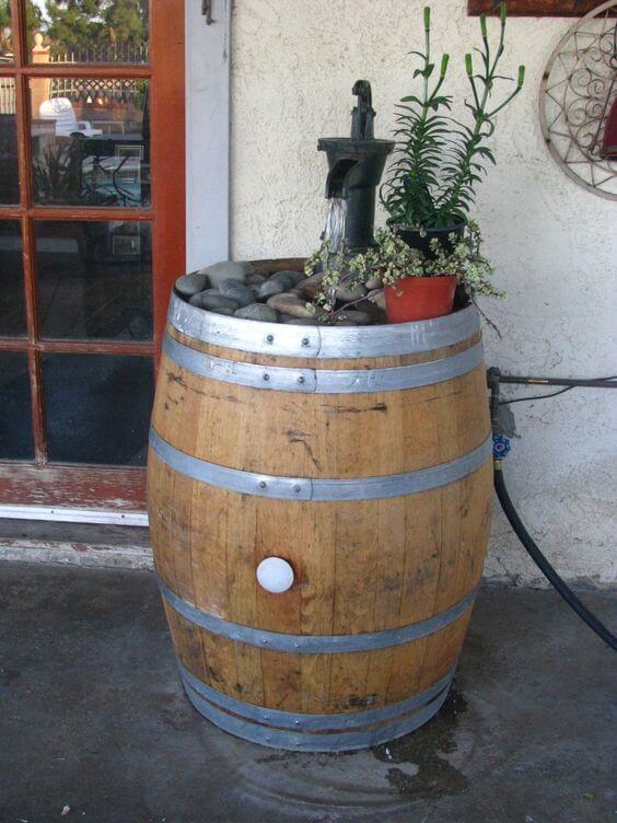 Water Fountains With Wine Barrel