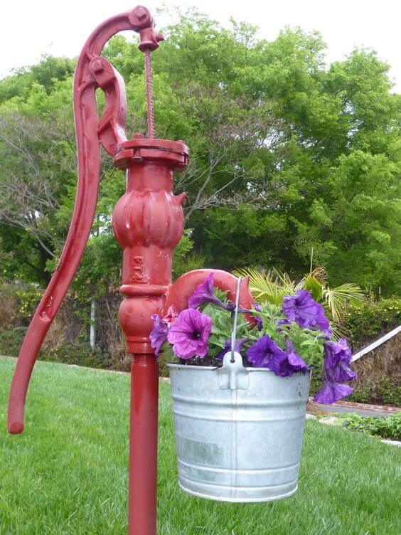 Red Pump With Flower Pot