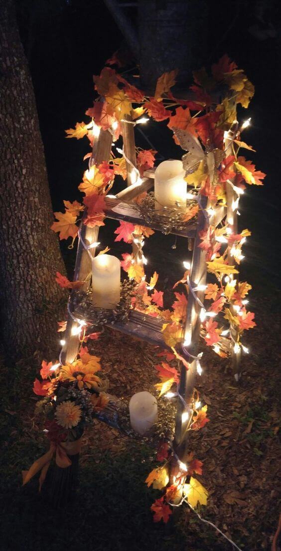  Creative Shabby Chic Ladder Fall Decoration