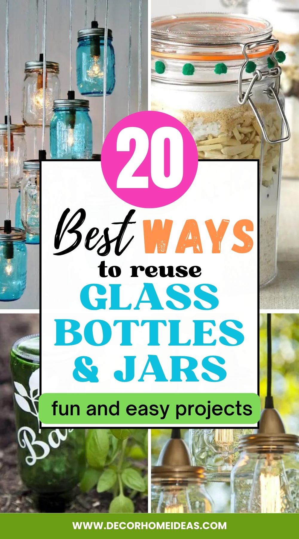 Learn 20 inspiring ways to reuse glass bottles and jars! From DIYs to crafts, find the perfect project for your next eco-friendly project.