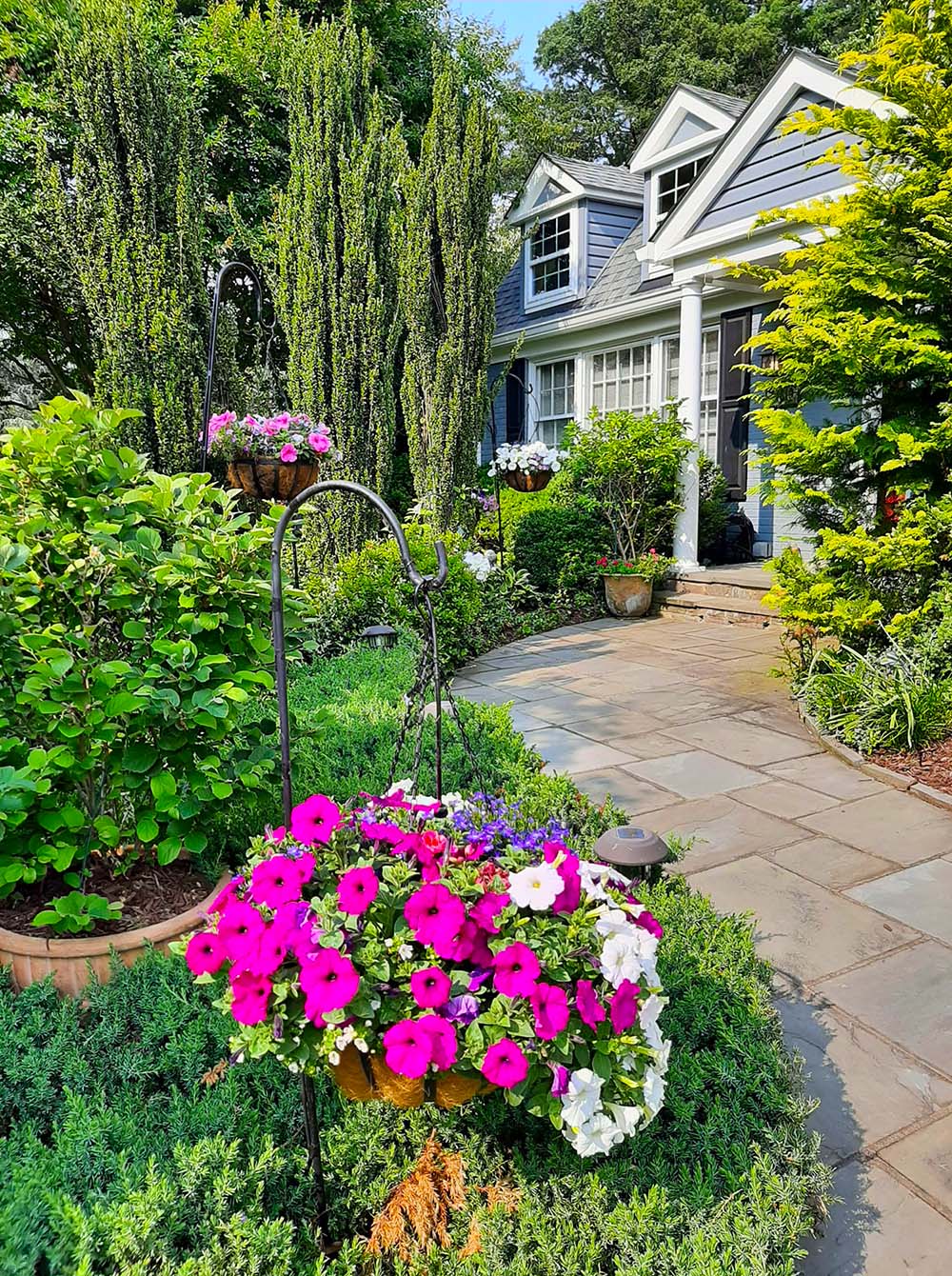 Front Yard Landscape With Flower Planter