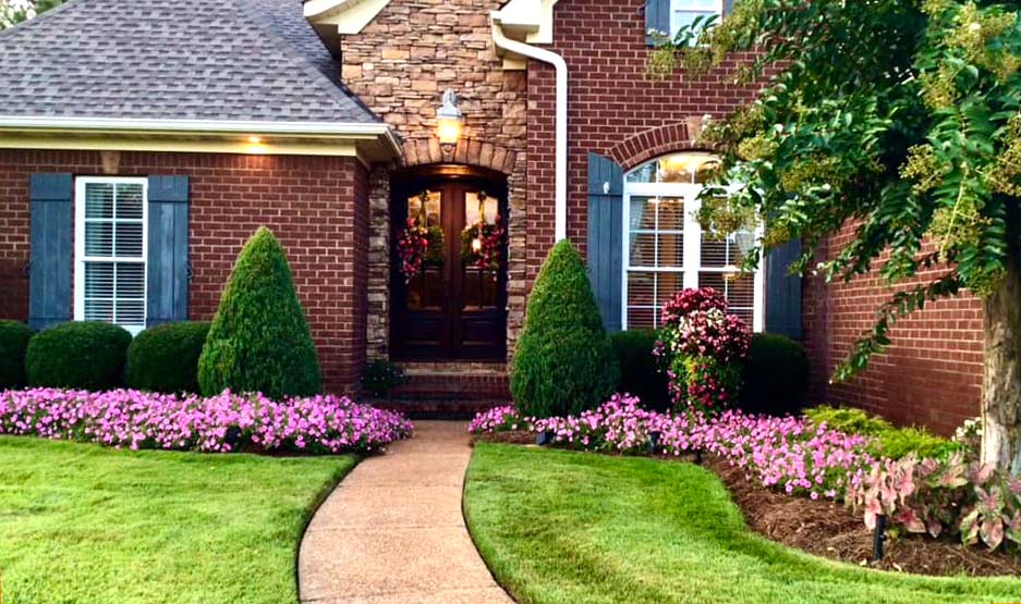 Front Yard Landscape With Flowers