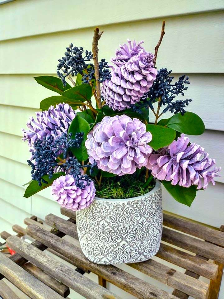 Painted Pinecones Lilacs