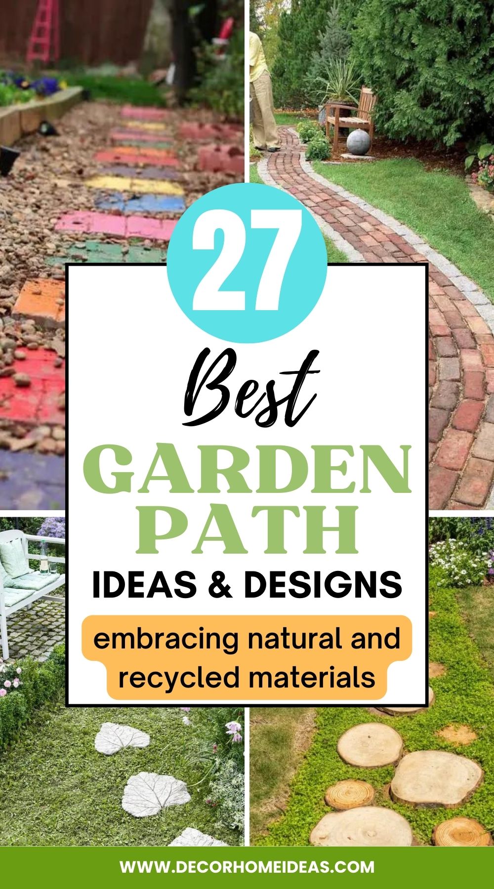 Get inspired with 27 creative garden path ideas, featuring natural and recycled materials. From stone to wood, create a unique outdoor path with these DIY projects.
