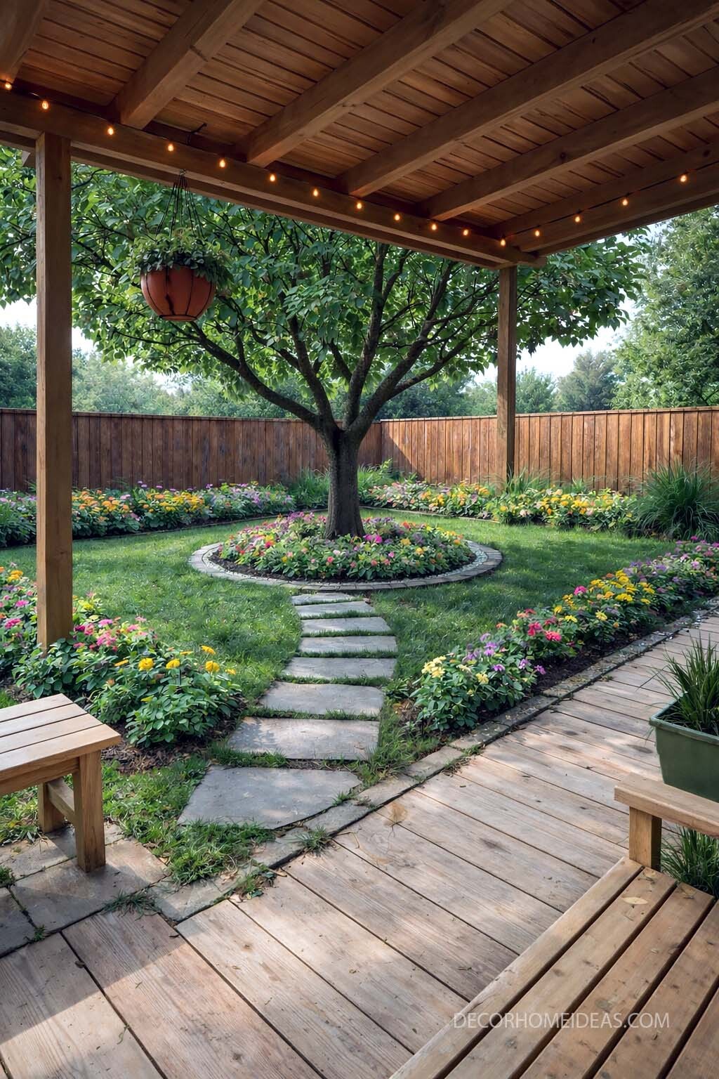 Cozy Backyard Patio with Tree