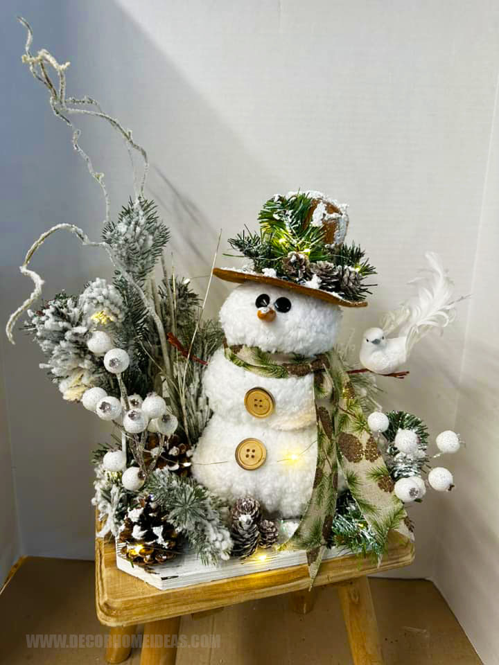 Cute Snowman Decorated With Greenery