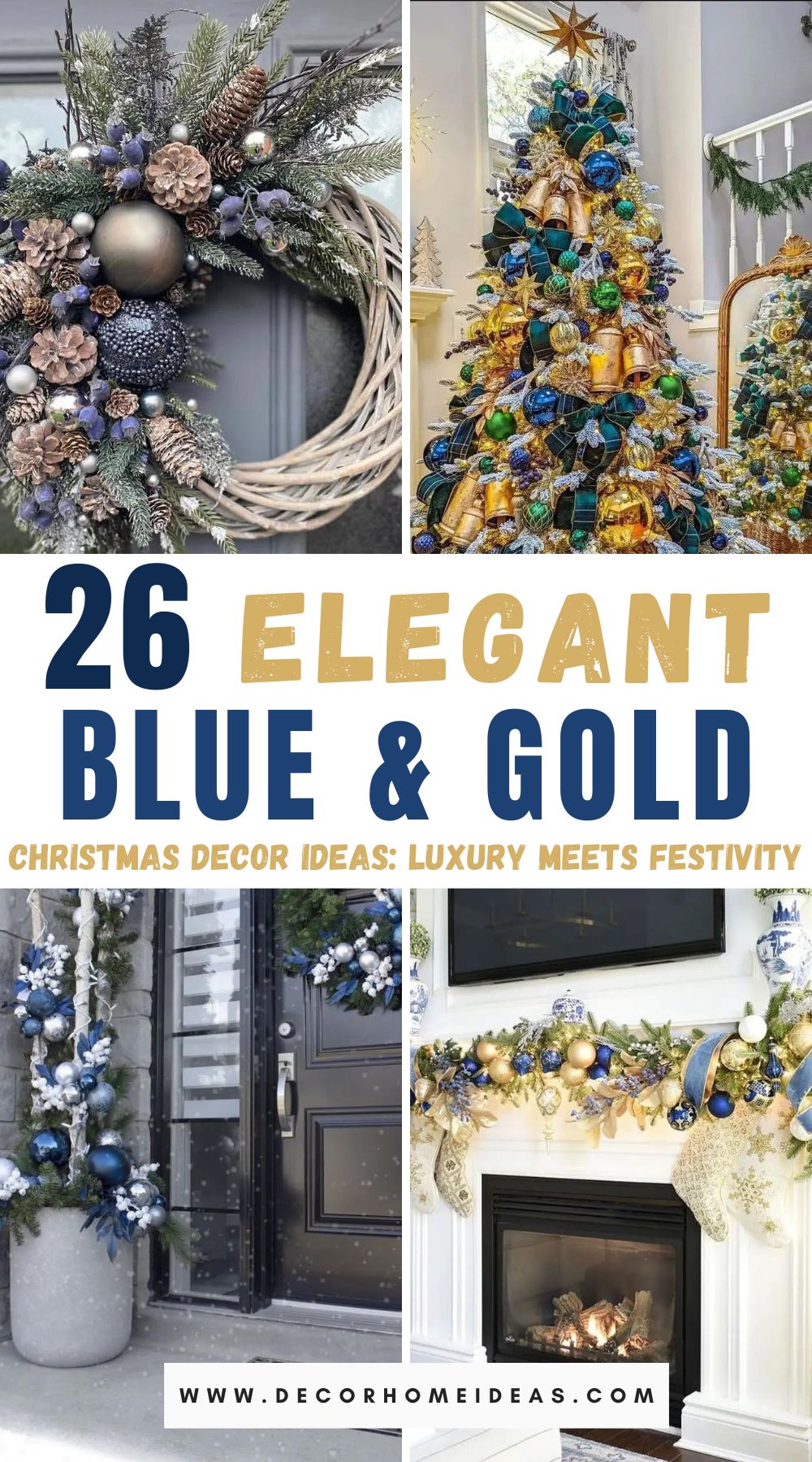 Looking for a blend of luxury and festivity? Explore 25 elegant blue and gold Christmas decor ideas.