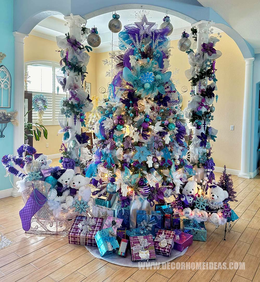 Purple and Turquoise Christmas Tree