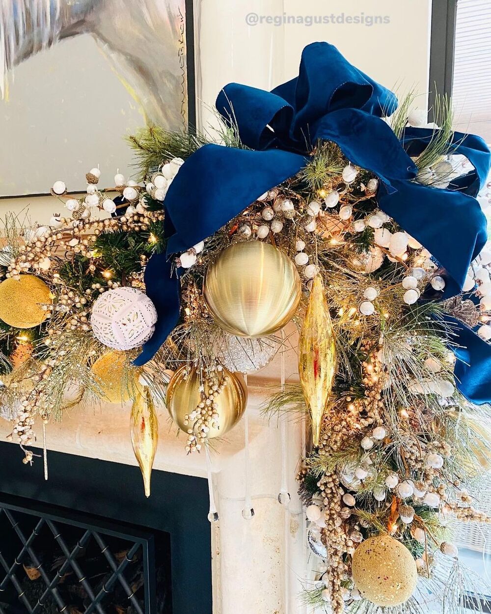 blue and gold christmas decor 17