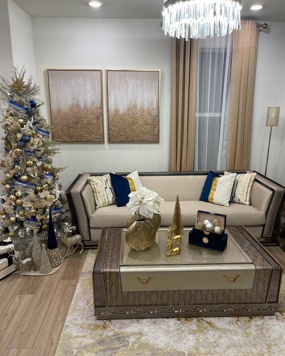 blue and gold christmas decor 7