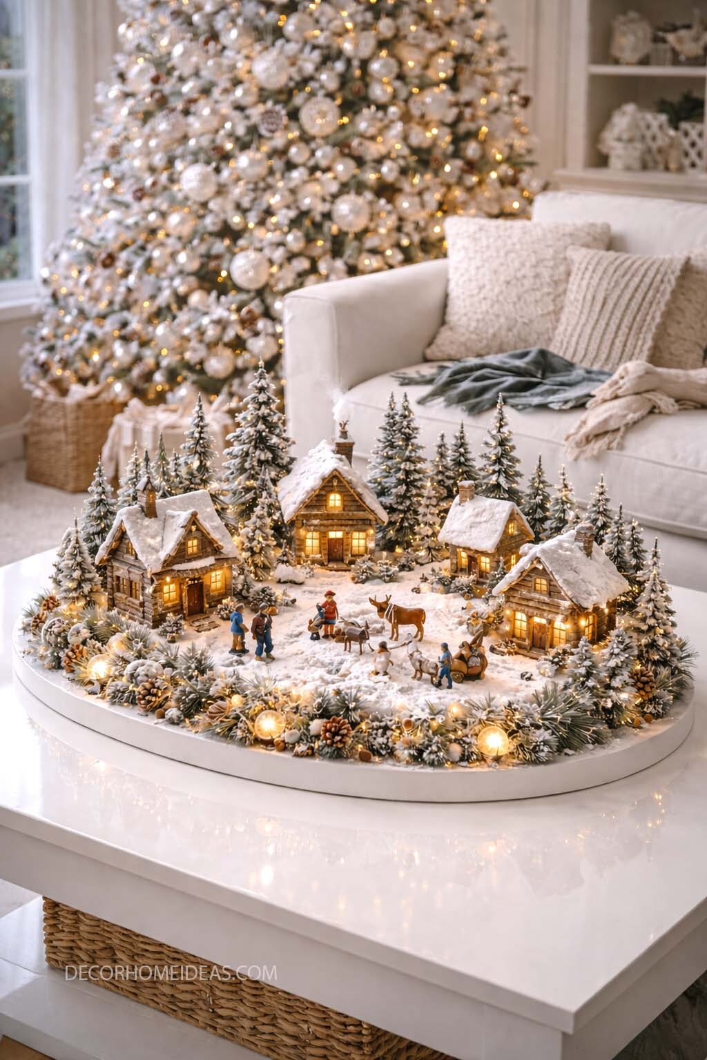 Cozy Christmas Village Display with Magical Winter Details