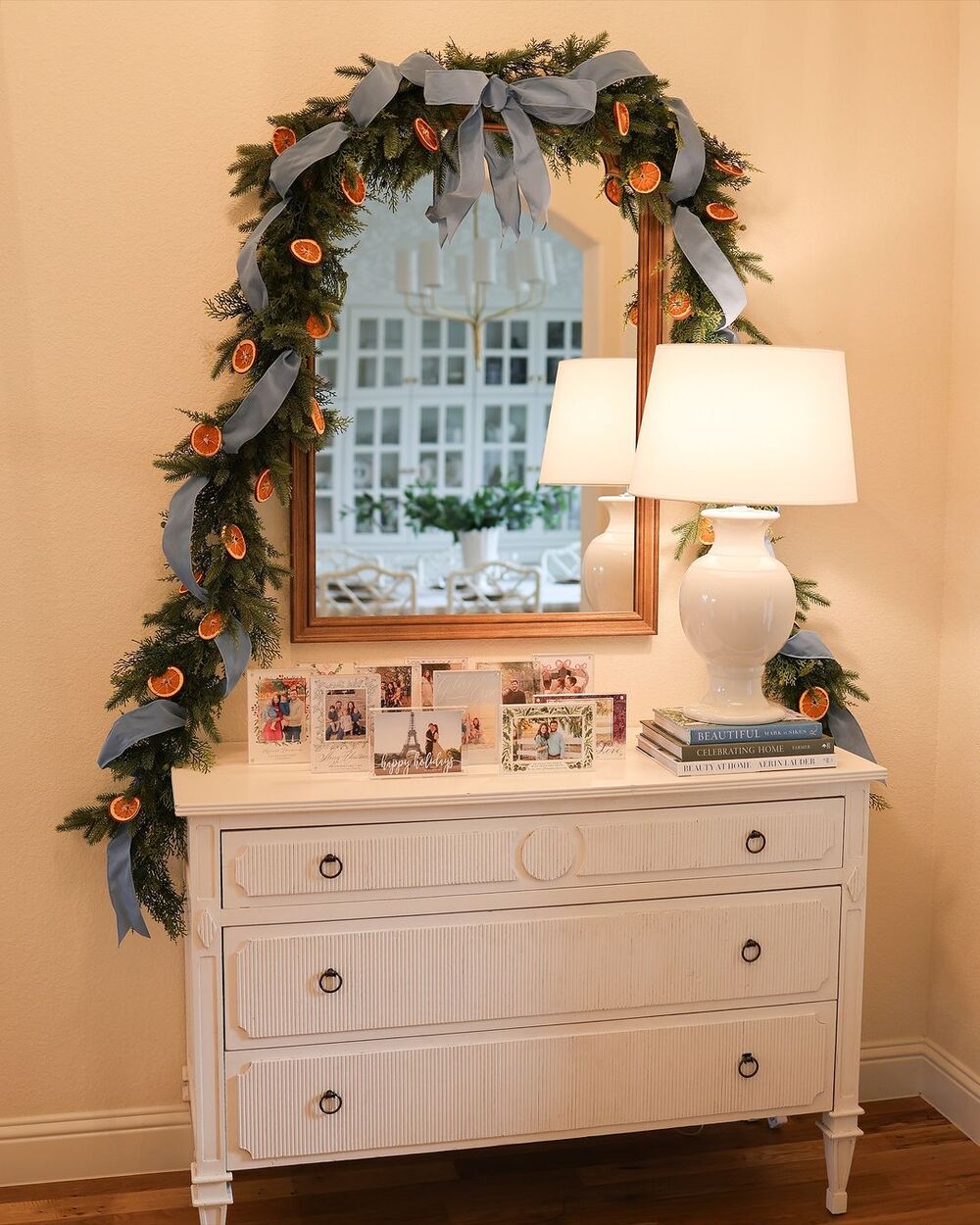 christmas entryway table decor 1