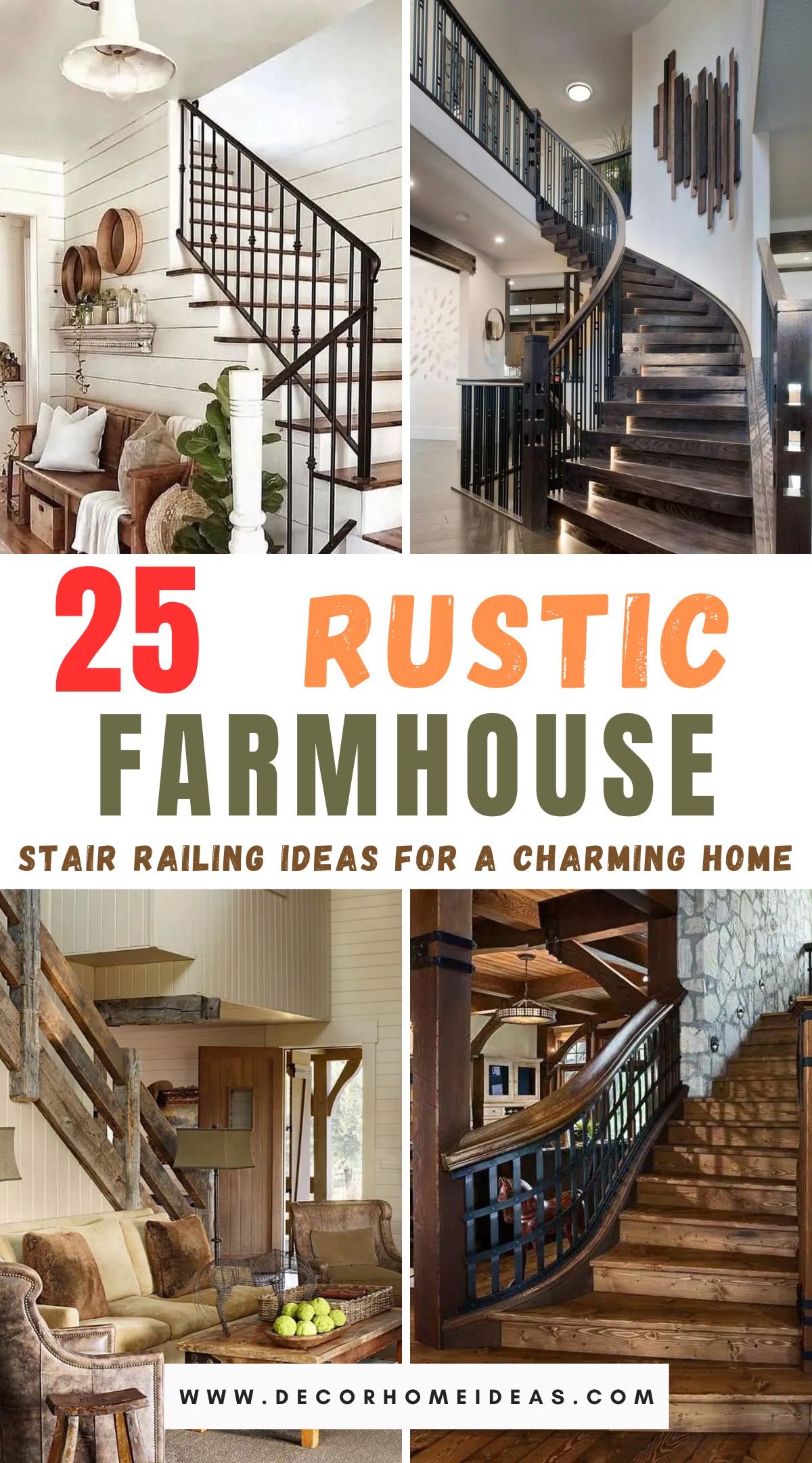 Enhance your home's appeal with these 25 charming farmhouse rustic stair railing ideas. Explore creative and rustic design inspirations that add character and warmth to your staircase, making it a standout feature in your home.