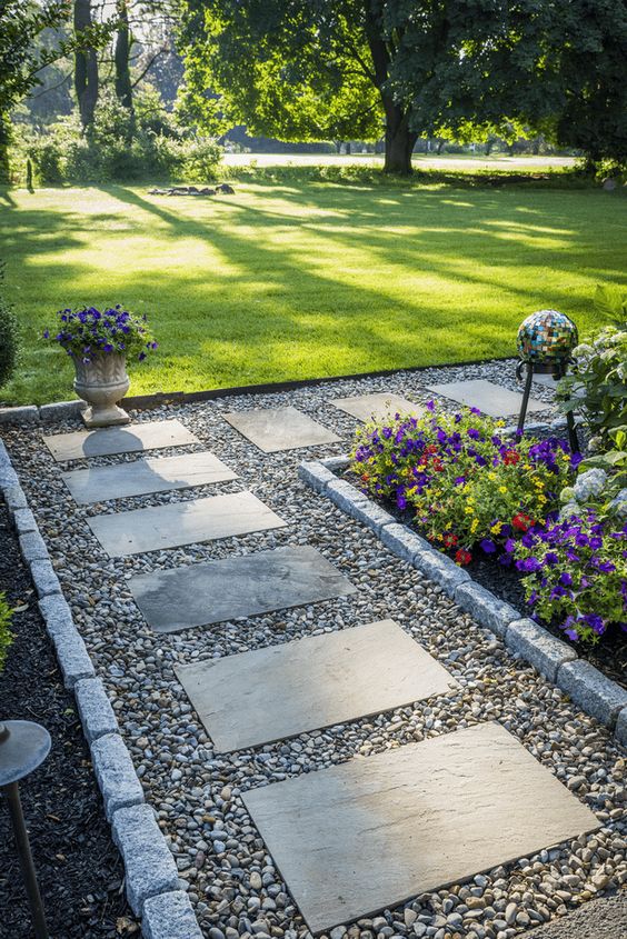 Garden pathway with big pavers