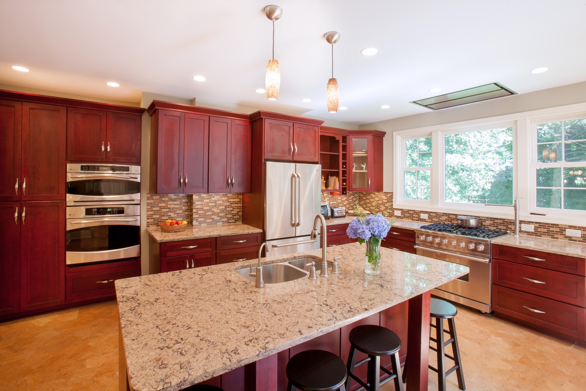 cherry cabinet kitchen color scheme 5