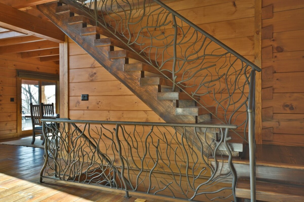 farmhouse rustic stair railing ideas 10
