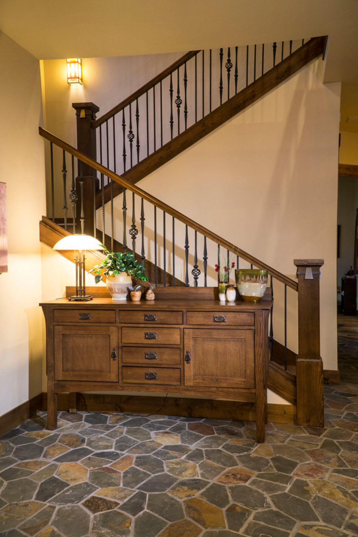 farmhouse rustic stair railing ideas 14