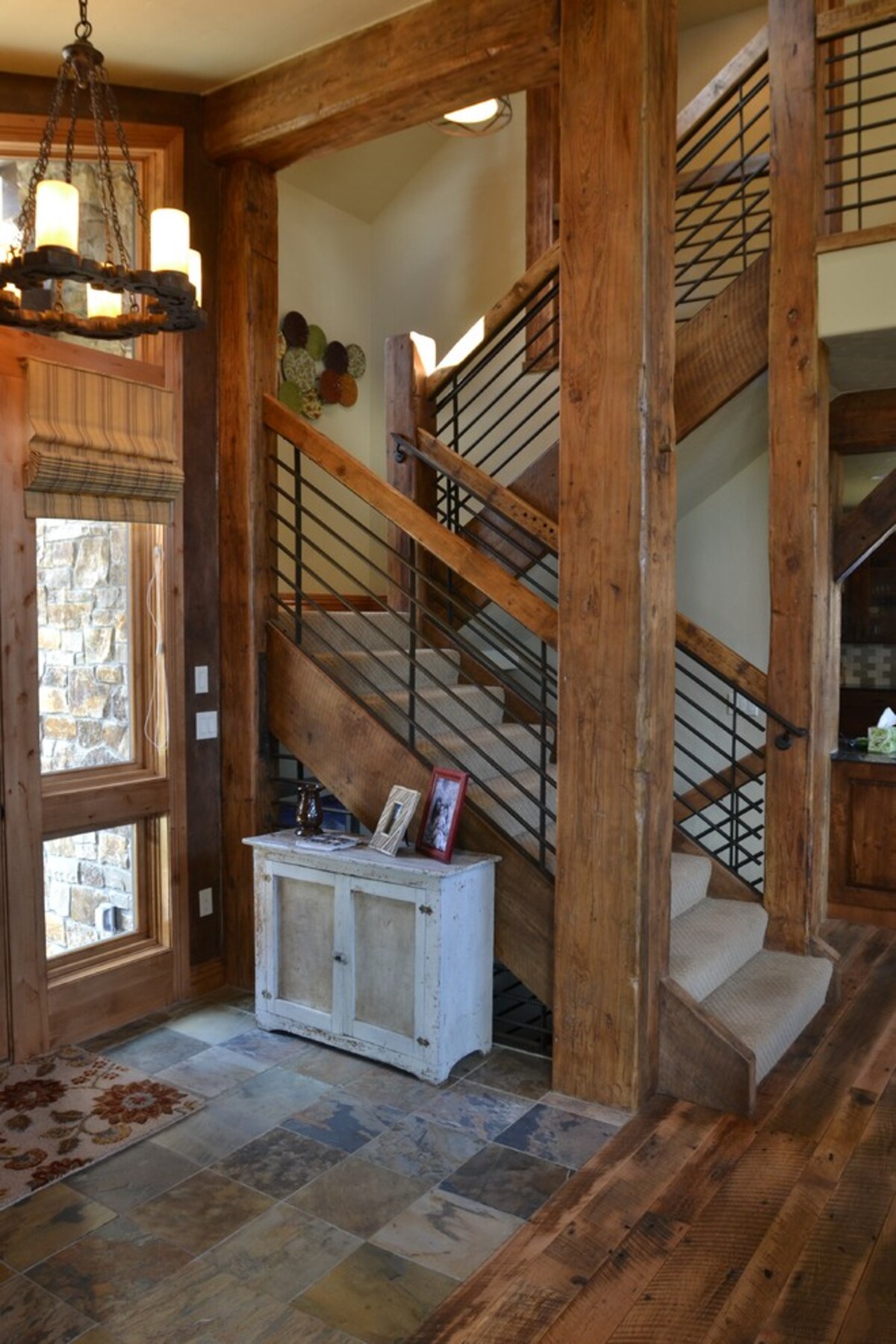 farmhouse rustic stair railing ideas 15