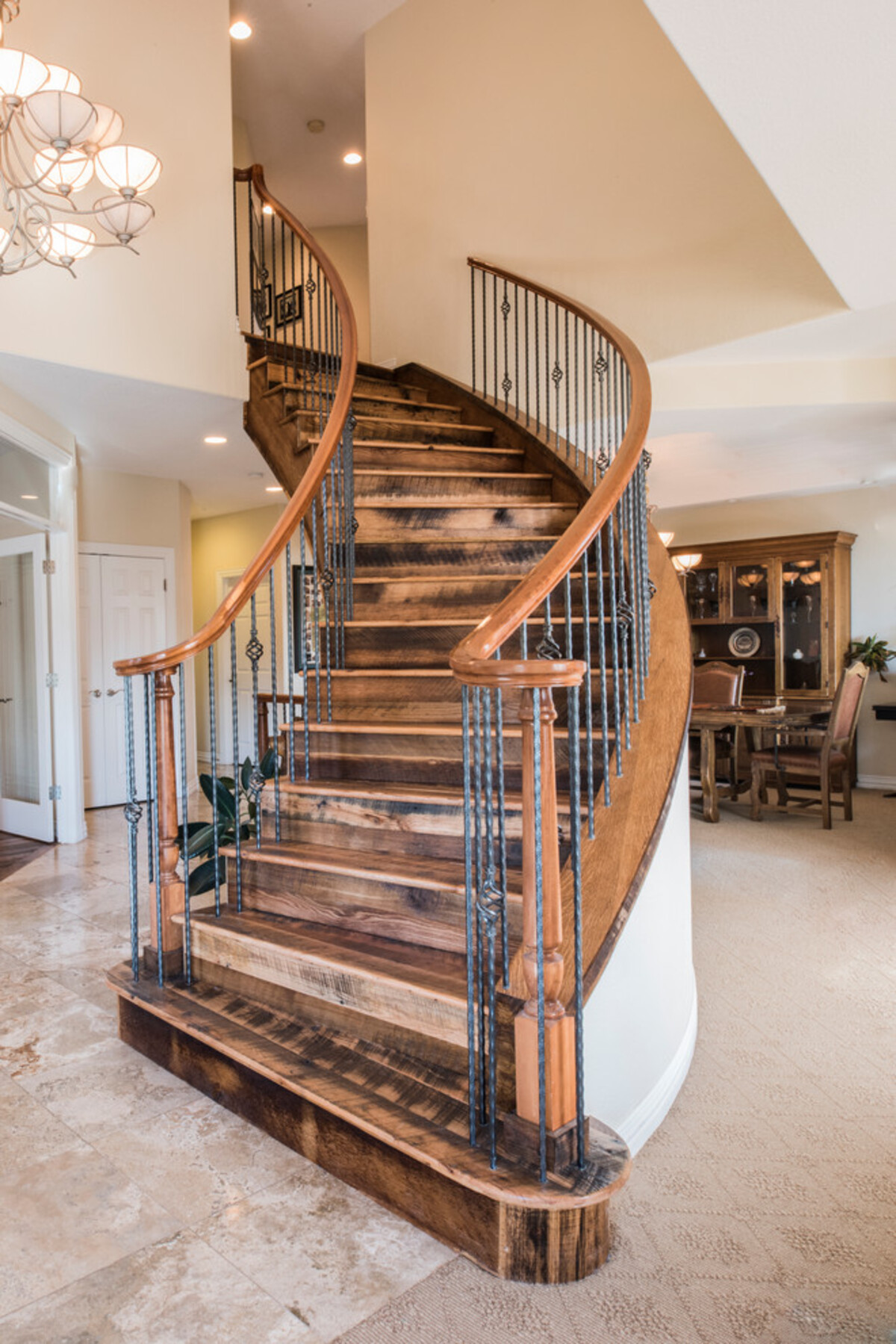 farmhouse rustic stair railing ideas 19