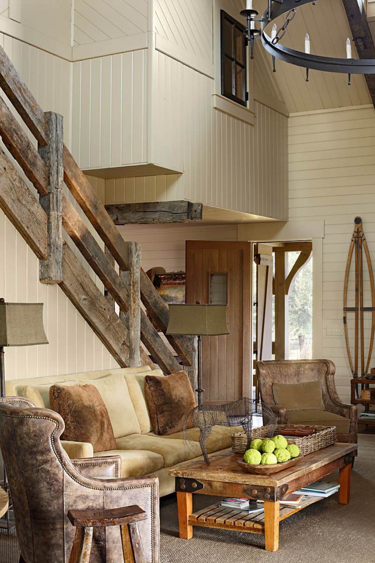 farmhouse rustic stair railing ideas 2