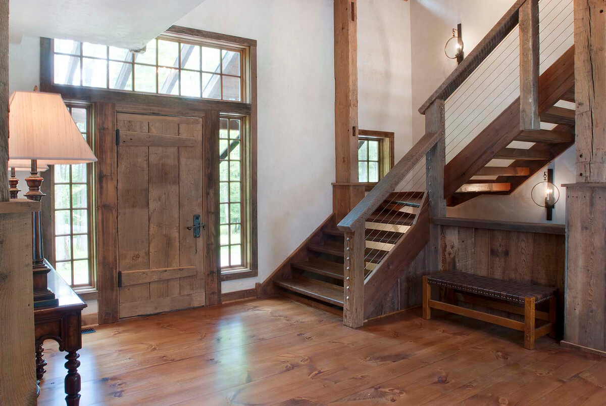 farmhouse rustic stair railing ideas 20