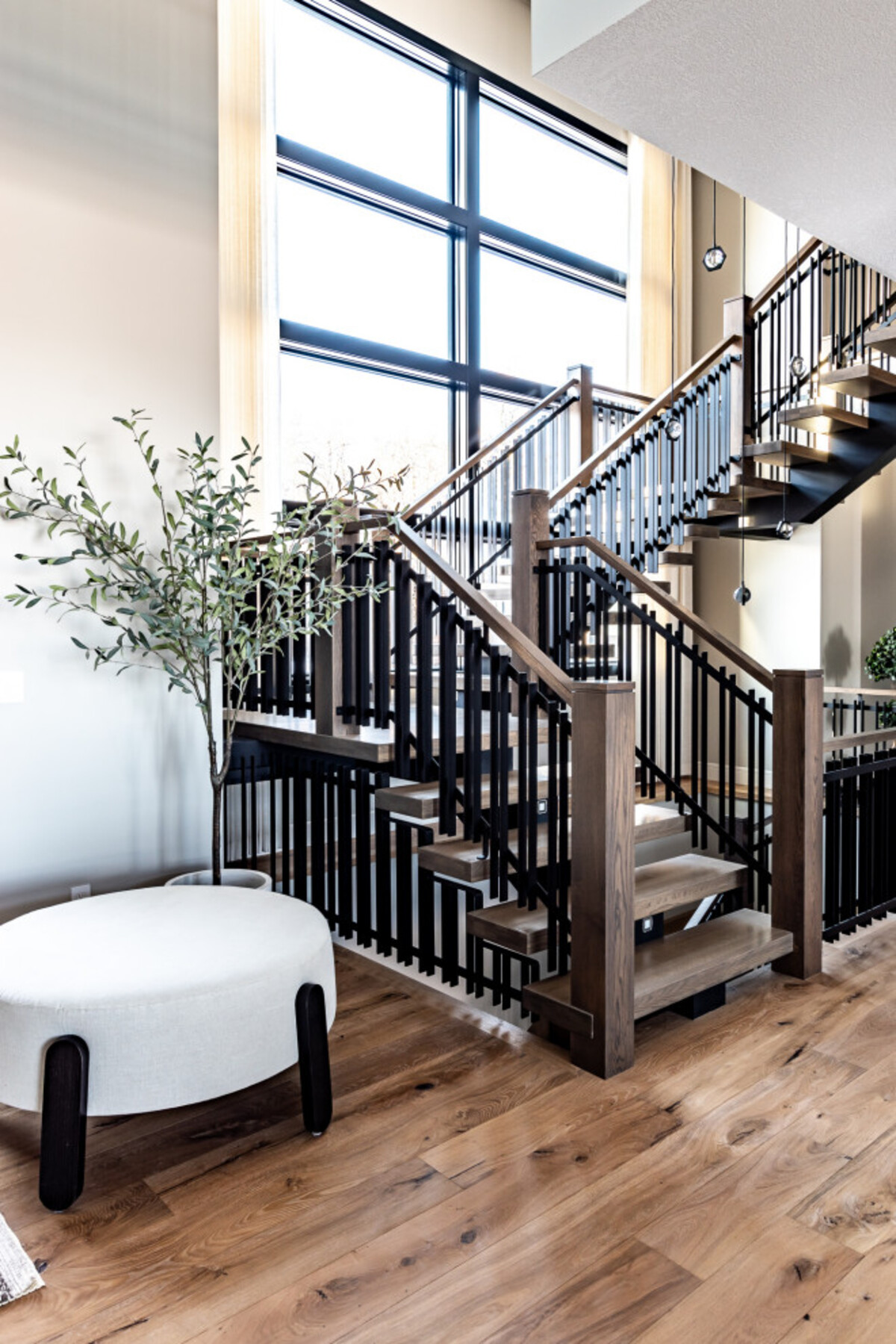 farmhouse rustic stair railing ideas 21