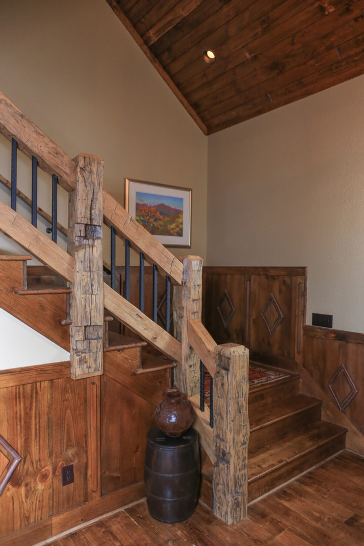 farmhouse rustic stair railing ideas 22