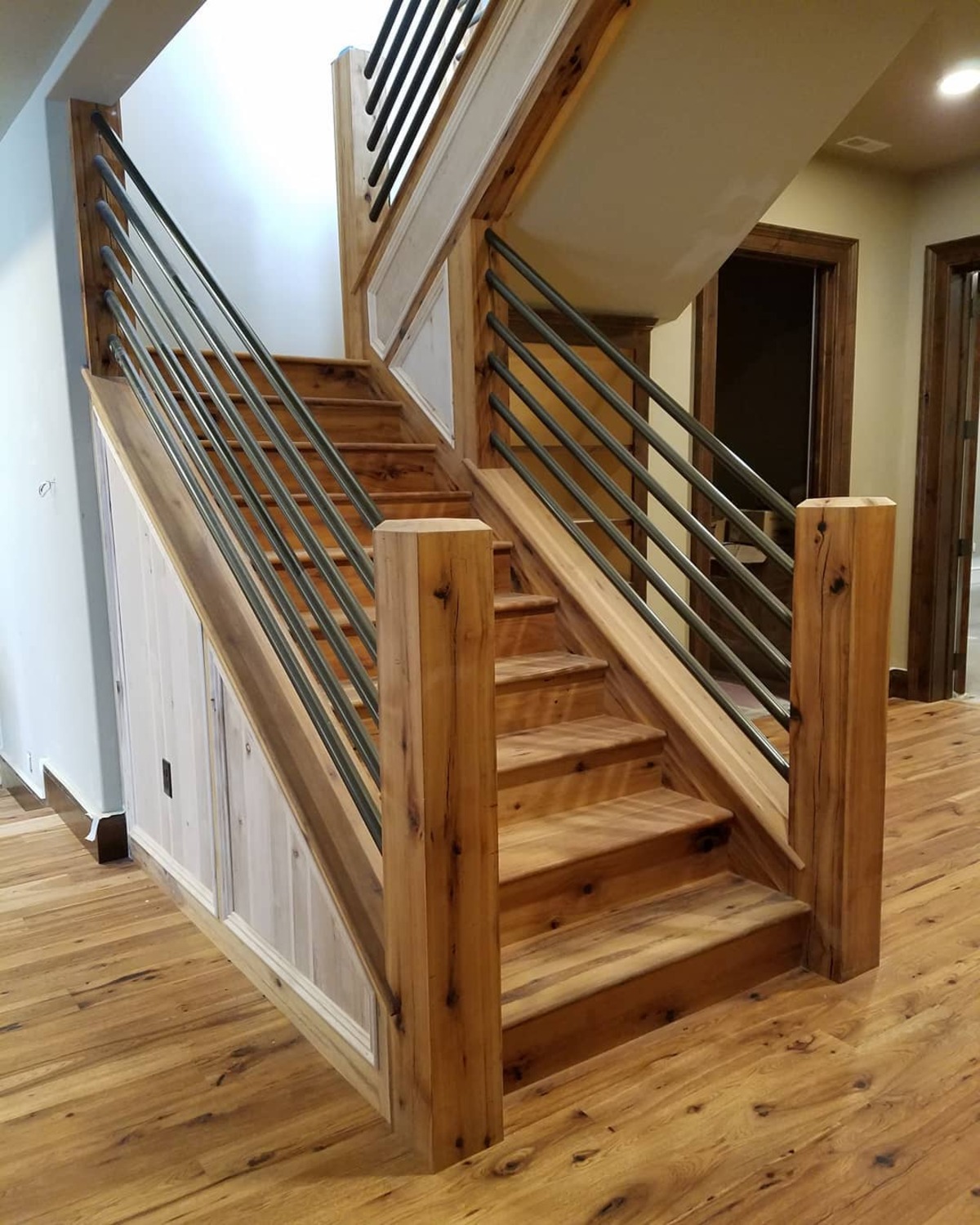 farmhouse rustic stair railing ideas 7