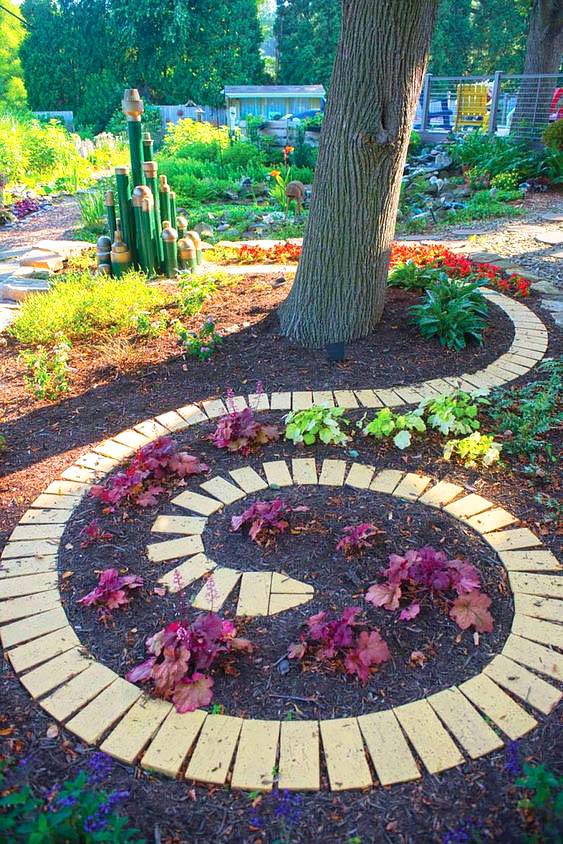 garden design spiral bricks