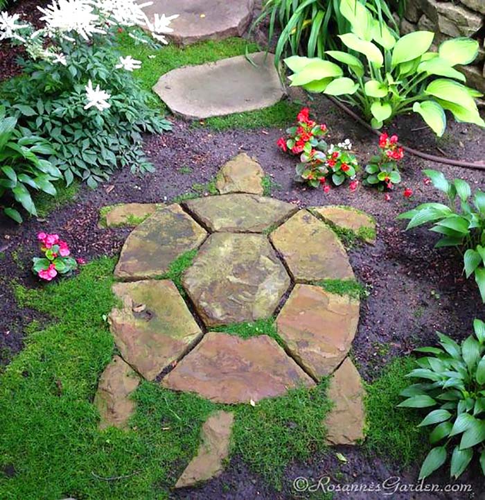 garden path turtle from pavers