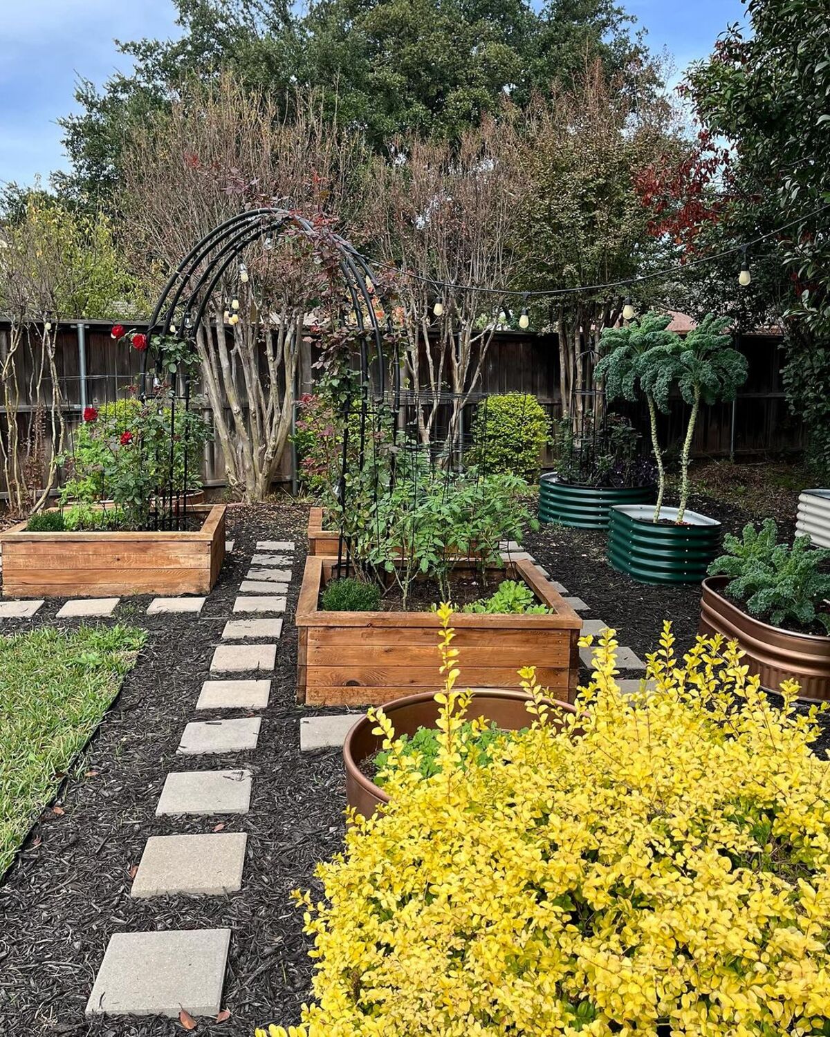 15 raised flower beds along fence 7