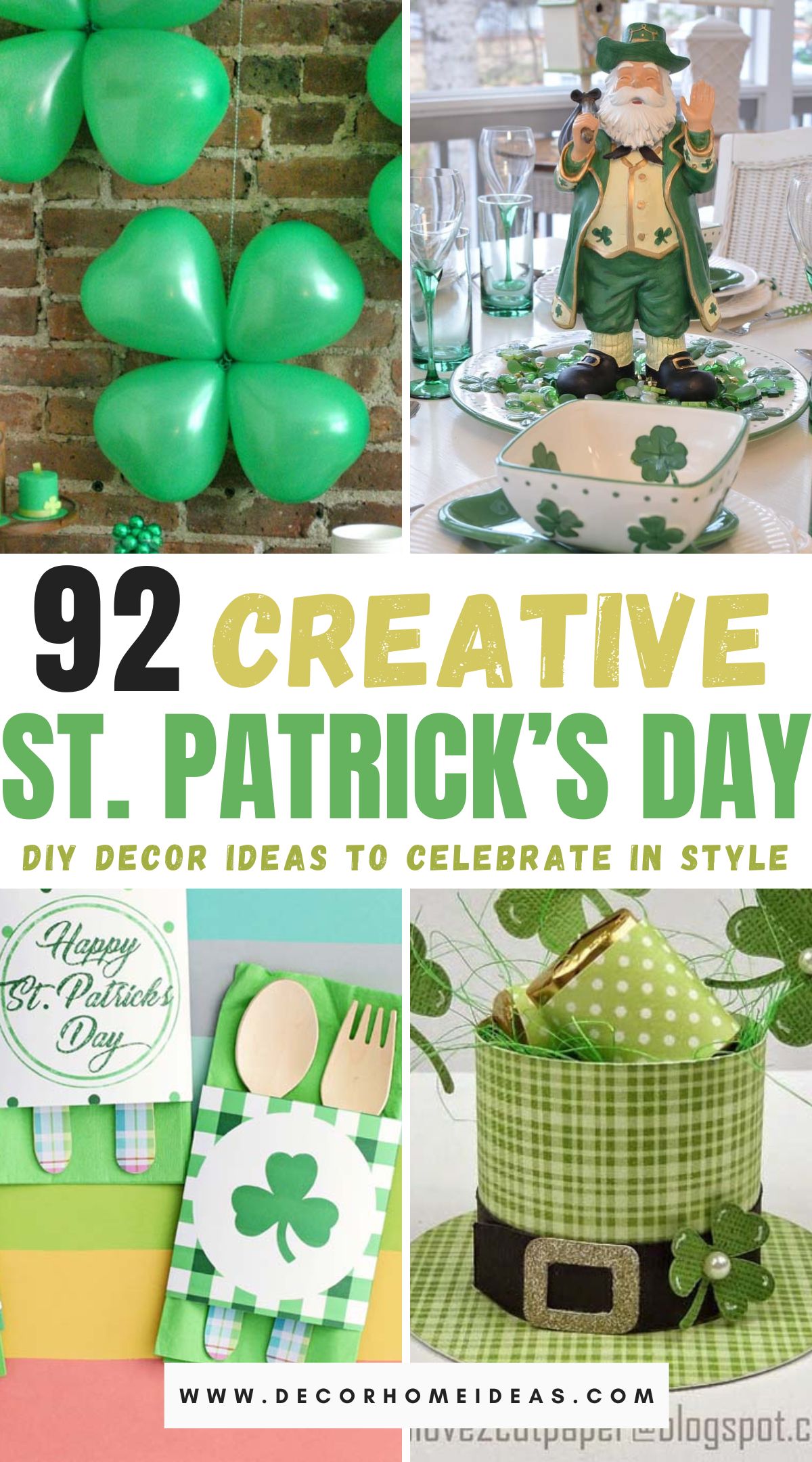 Celebrate St. Patrick's Day in style with these 92 creative DIY decor ideas. From festive wreaths to charming table settings, explore a plethora of inspiring projects to infuse your home with Irish spirit and make this holiday one to remember.